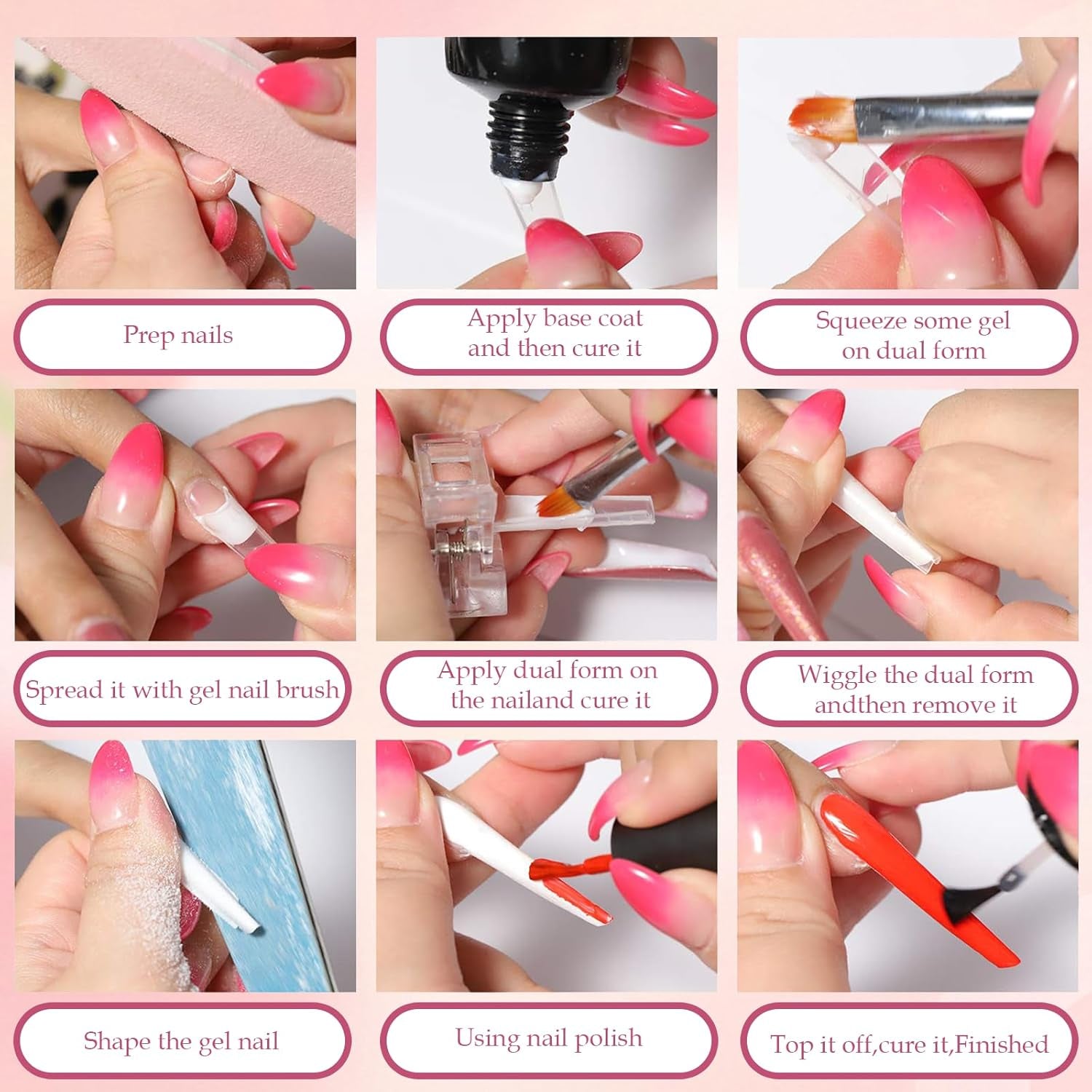 Set di 288 forme per unghie doppie, set per nail art a doppia forma, 12 forme per estensione unghie, forme per unghie in gel, adatte per principianti e manicure