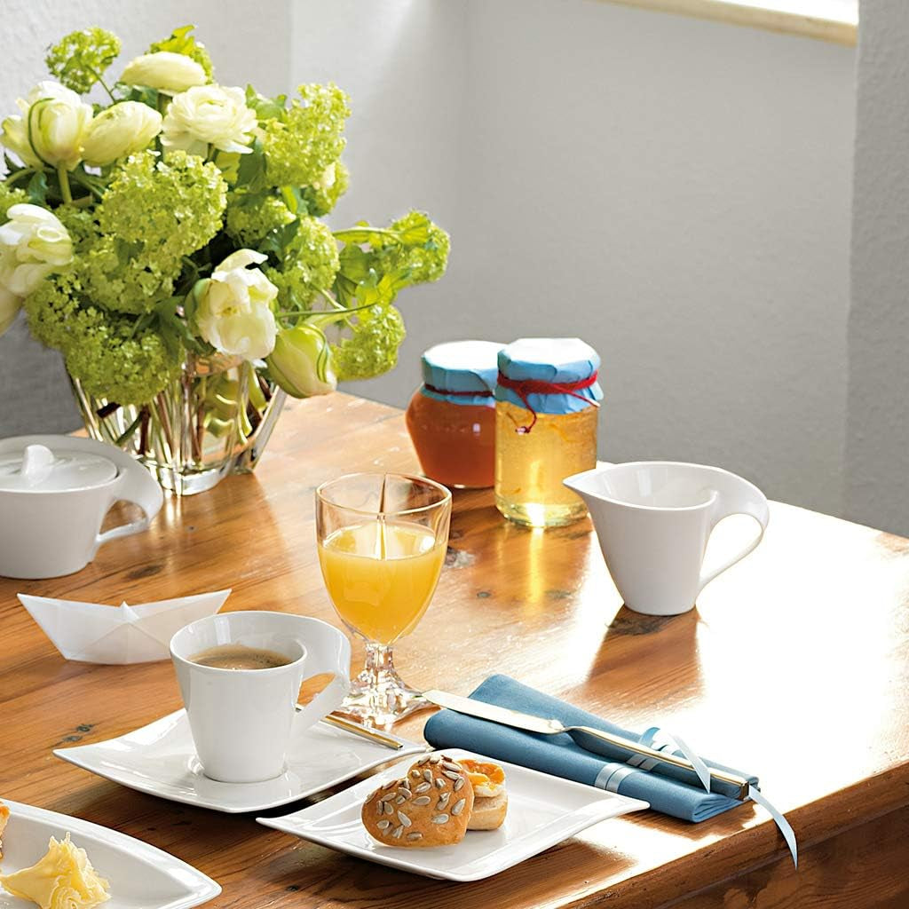 Villeroy & Boch NewWave caraffa per il latte, cartone per il latte con manico curvo, porcellana Premium, lavabile in lavastoviglie e nel microonde, bianco, 200 ml
