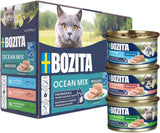 Bozita Mousse Ocean Mix - 12 x 85g cibo umido per gatti con tonno, salmone o merluzzo giallo - senza cereali, senza zucchero e coloranti artificiali - con postbiotici per una flora intestinale sana