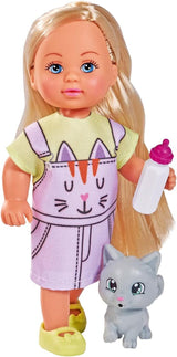 Simba 105733591 - Evi Love Kitty 2 Ways Match Solo UN articolo Spedirà la bambola con un simpatico vestito da gatto con gattini e borraccia 12 cm Bambola da gioco dai 3 anni in su
