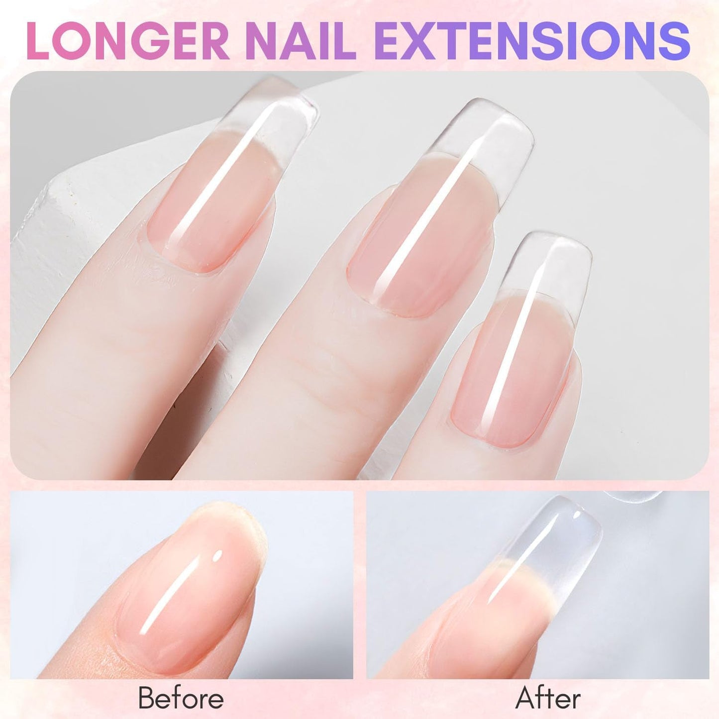 Makartt Poly Nail Extension Gel - 50 ML Extension Builder acrilico Poly Nägel Aufbaugel Extender Gel per gelnägel per Nagelverlängerung, Nagelstärkung, Nail Art Dekoration(Trasparente)
