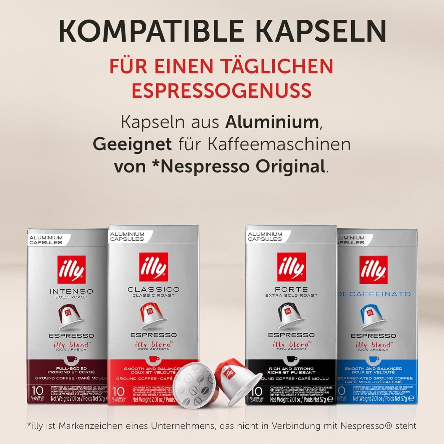 illy, Compatibile Aluminium-Kaffeekapseln CLASSICO, 100% Arabica con note di fiori d'arancio e gelsomino, gusto dolce e retrogusto dolce, 10 confezioni da 10 capsule (100 in totale)