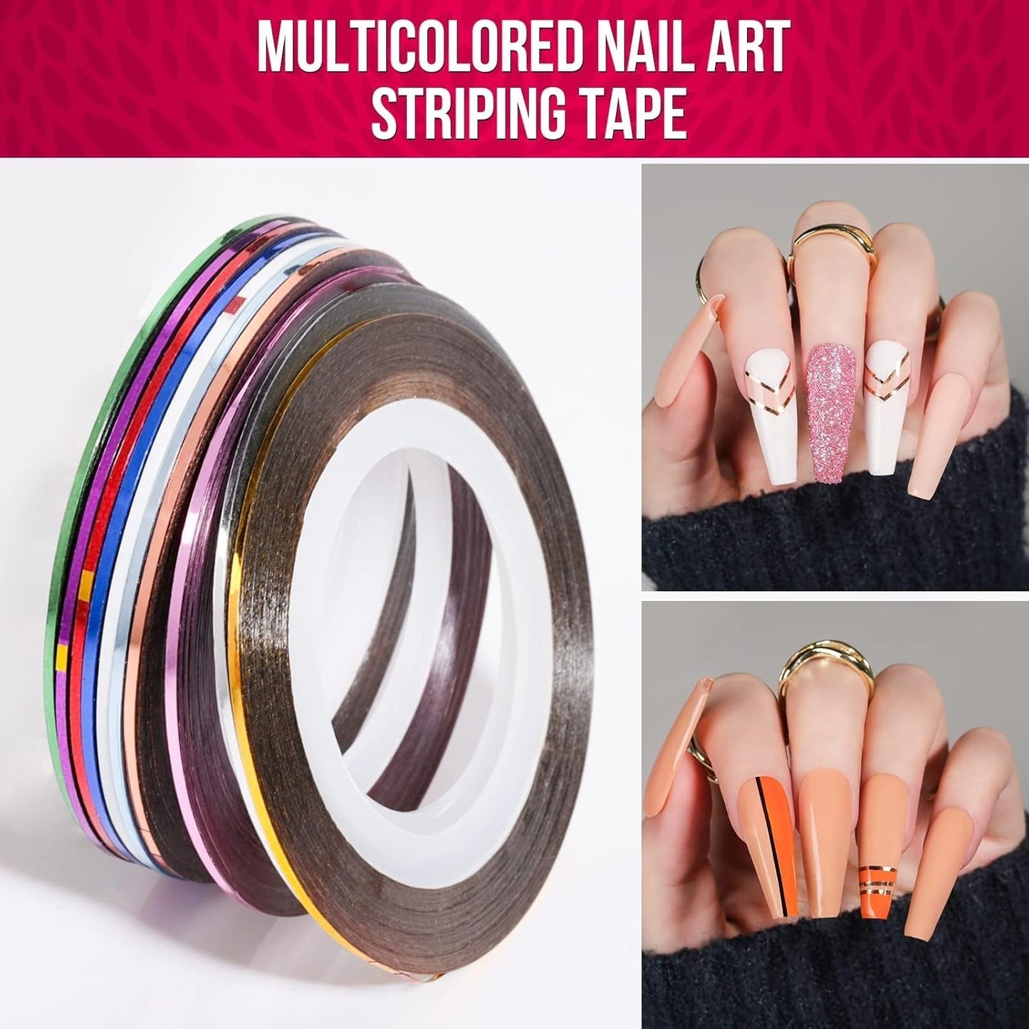 FANDAMEI Set di pennelli per nail art, 15 pezzi di pinsel per gel Nägel Nagel Pinsel, 5 pezzi di penna a pois, 10 rotoli di nastro adesivo, strasssteine ​​​​Nägel, ultra dünn Nagel Paillettes per nail art Maniküre Set