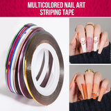 FANDAMEI Set di pennelli per nail art, 15 pezzi di pinsel per gel Nägel Nagel Pinsel, 5 pezzi di penna a pois, 10 rotoli di nastro adesivo, strasssteine ​​​​Nägel, ultra dünn Nagel Paillettes per nail art Maniküre Set