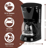 Macchina per caffè espresso Clatronic® | Macchina per caffè espresso automatica per 12-14 tazze (circa 1,5 litri) | Macchina per caffè espresso con filtro e sistema antigoccia | 900 W | Espressore KA 3473 Nero