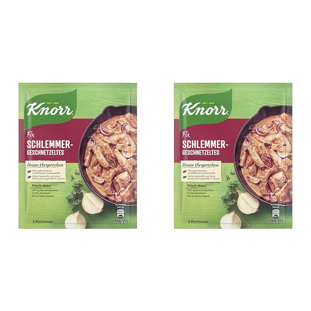Knorr Fix Würzmischung Schlemmer-Geschnetzeltes für ein leckeres Fleischgericht ohne geschmacksverstärkende Zusatzstoffe 43 g 1 pezzo