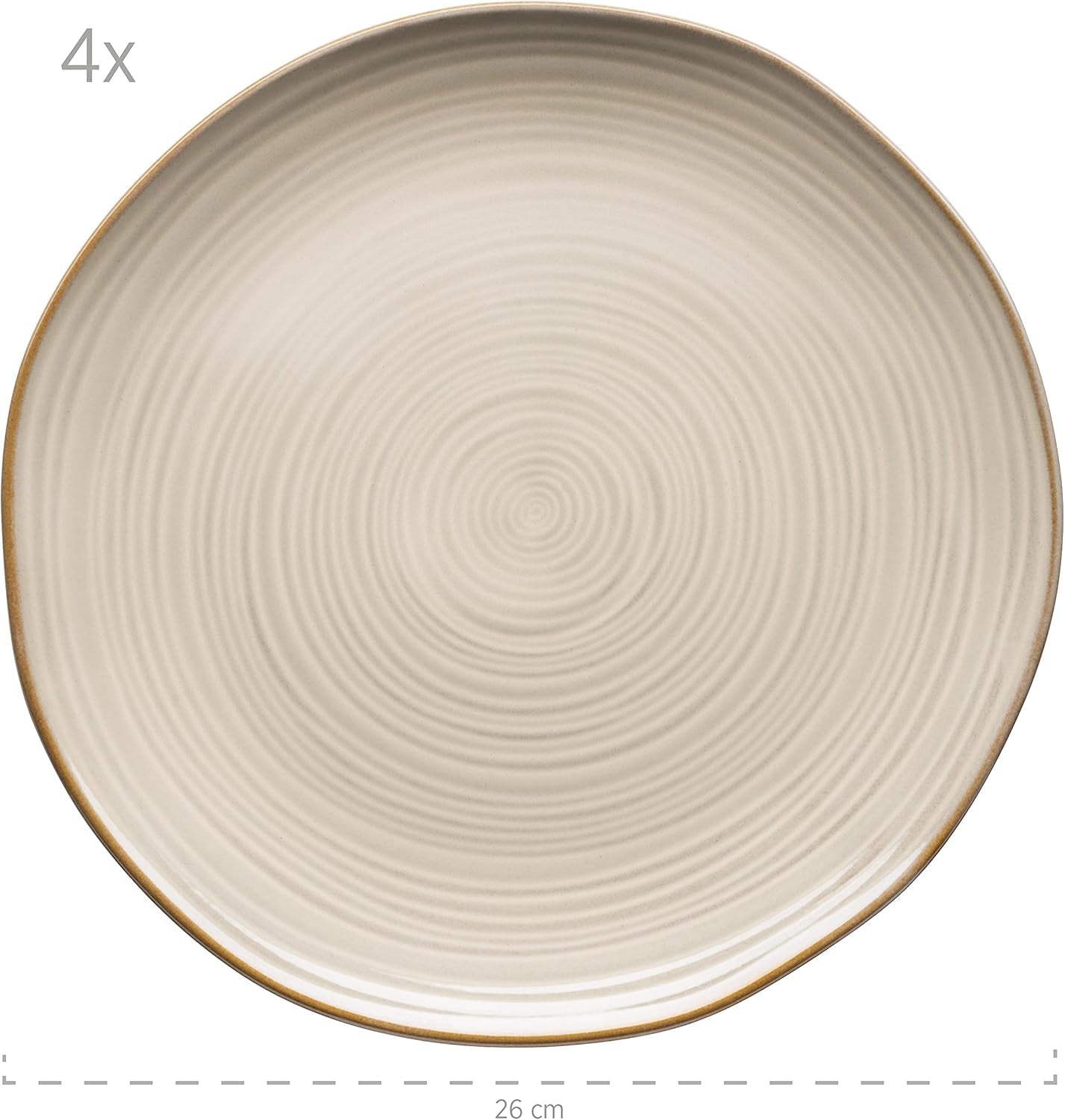 MÄSER 931371 Nottingham Serie Vintage Servizio da tavola per 4, Servizio da tavola da 8 pezzi, Piatti piani e Piatti piani, Look retrò rotondo irregolare, Gres, Beige