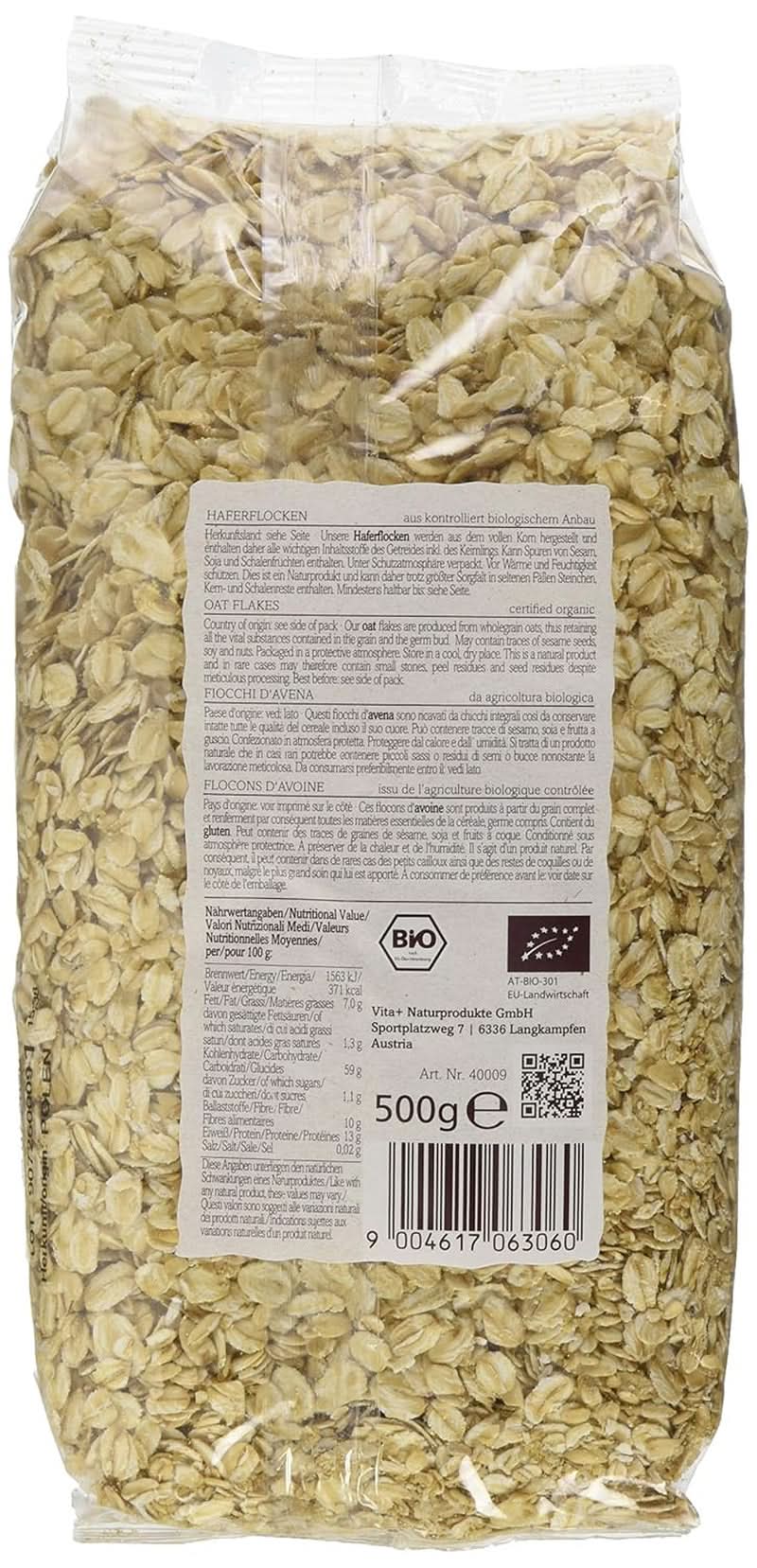 Farina D'avena Verival - Biologica, confezione da 6 x 500 grammi Cereale Naty Shop