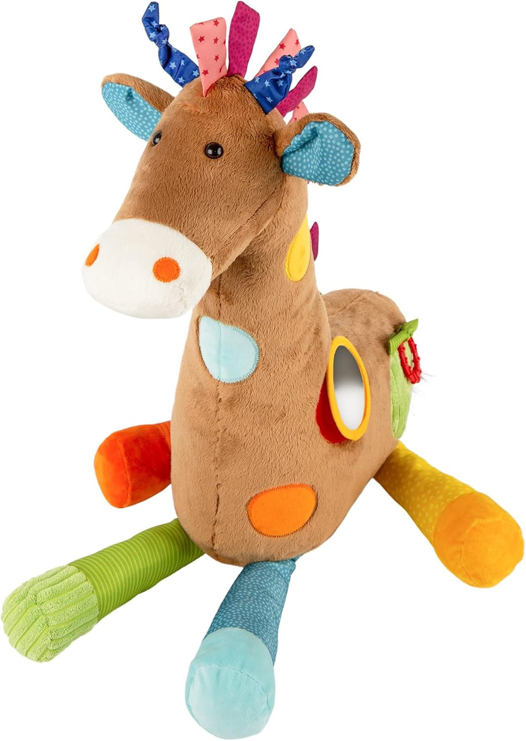 SIGIKID 42863 Giraffa XXL Giocattolo per bebè, Giocattolo educativo PlayQ, Peluche con anello per la dentizione, Sonaglio, Specchio, Cigolio, per neonati e bambini a partire da 3 mesi, Multicolore/Giraffa 72 cm Giocattoli Bebe Naty Shop Default Title