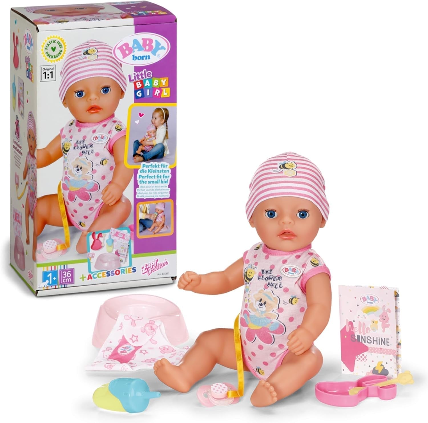 BABY Born Lena (Piccola Bambina) 36 Cm Bambola a 7 Funzioni per Bambini di 1 Anno Funziona Senza Batteria 36 cm Bambola Grande Naty Shop Dolls Titolo predefinito