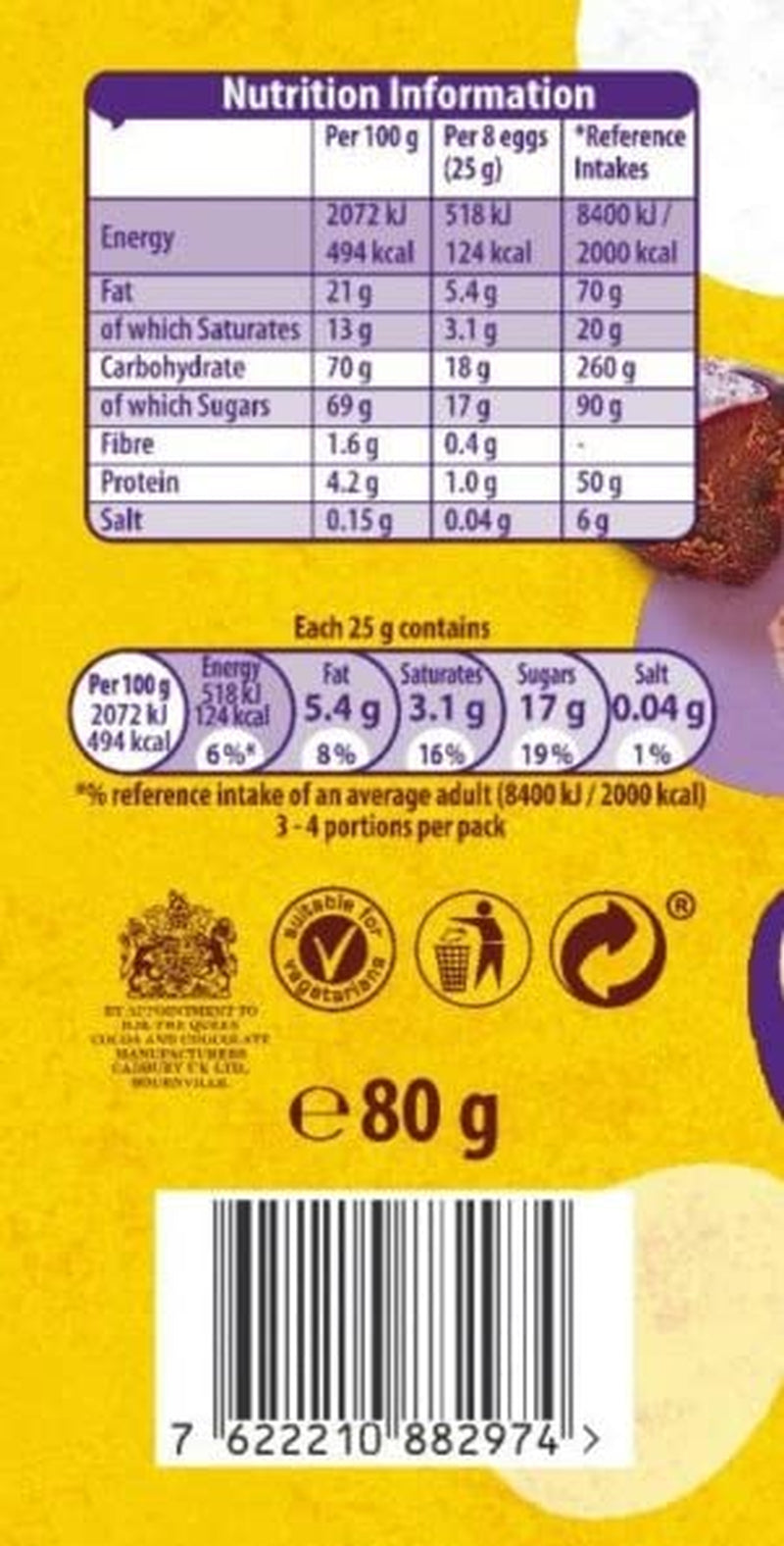 Busta solida di ovetti di cioccolato (80g) in una croccante vaschetta di zucchero (Forme di Pasqua)