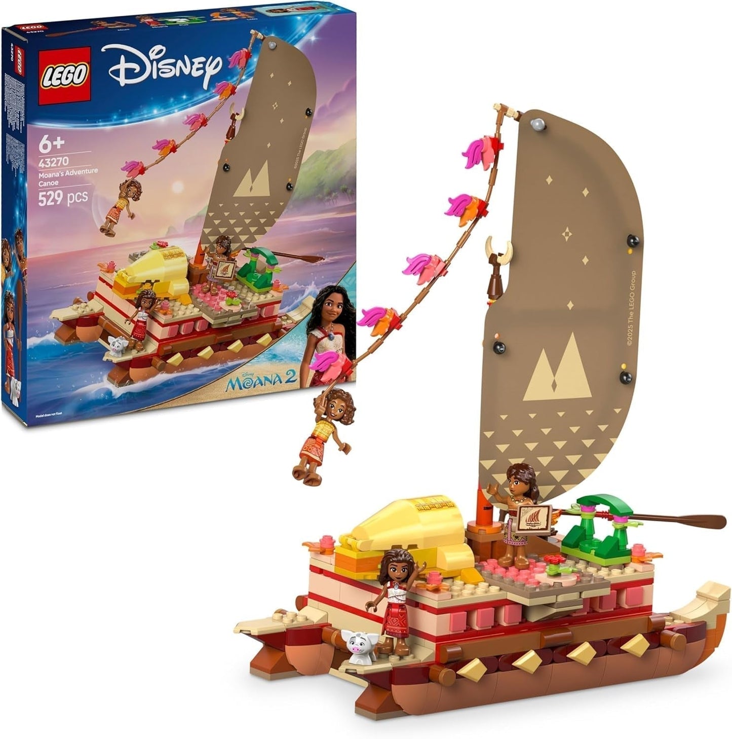 LEGO® Disney Moana 2: La zattera delle avventure di Vaiana - Barca giocattolo con vele, ponte rimovibile, falò e 3 mini-doll tra cui Loto e Moni - Regalo per ragazze 6+ e fan - 43270 Set da costruzione Beuche den LEGO-Store Titolo predefinito