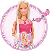 Simba 105733480 - Zainetto Steffi Love, bambola incinta con bebè e suoni fantastici, accessori bebè e marsupio, bambole rosa Naty Shop