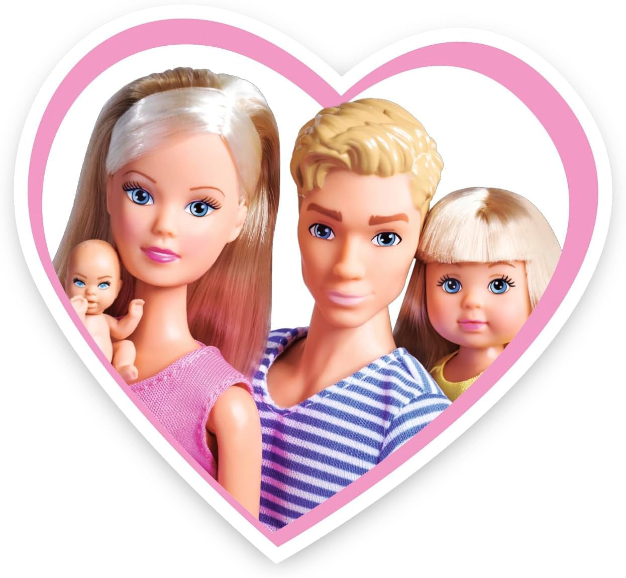 Simba 105733673 - Steffi Love Happy Family, bambola incinta, Kevin, Evi e bebè con passeggino, 11 pezzi, accessori, 30 cm, dai 3 anni in su