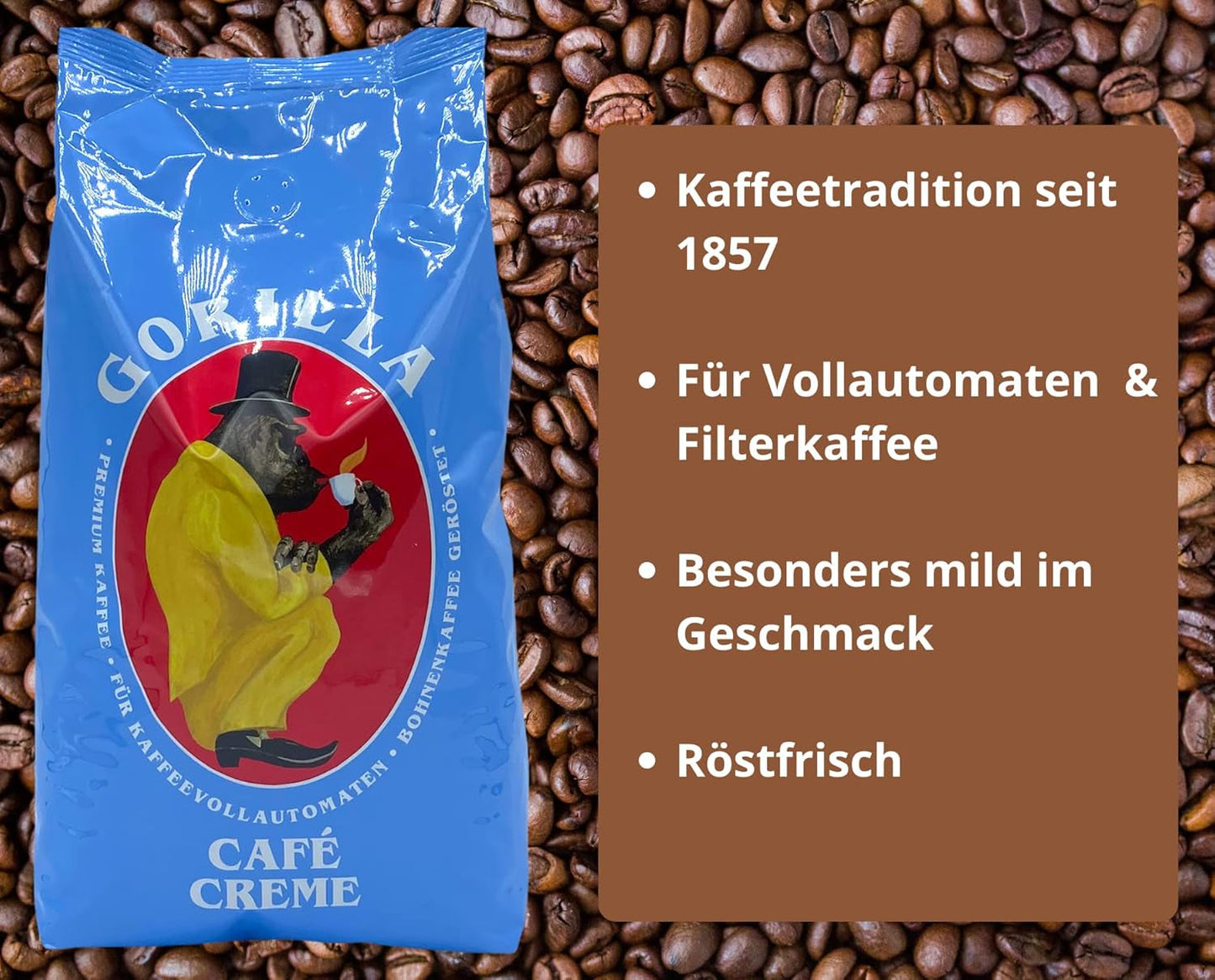 Crema di caffè Gorilla 3x 1000g Joerges + Jassas Pastries | Caffè Arabica Confezione da 3 pezzi da 1kg