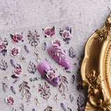 JMEOWIO 3D Nagelsticker Blumen Nail Art Sticker Selbstklebend Nagelaufkleber 5D Stereoscopico Frühling Sommer Dekoration Nageldesign Zubehör 4 Blatt