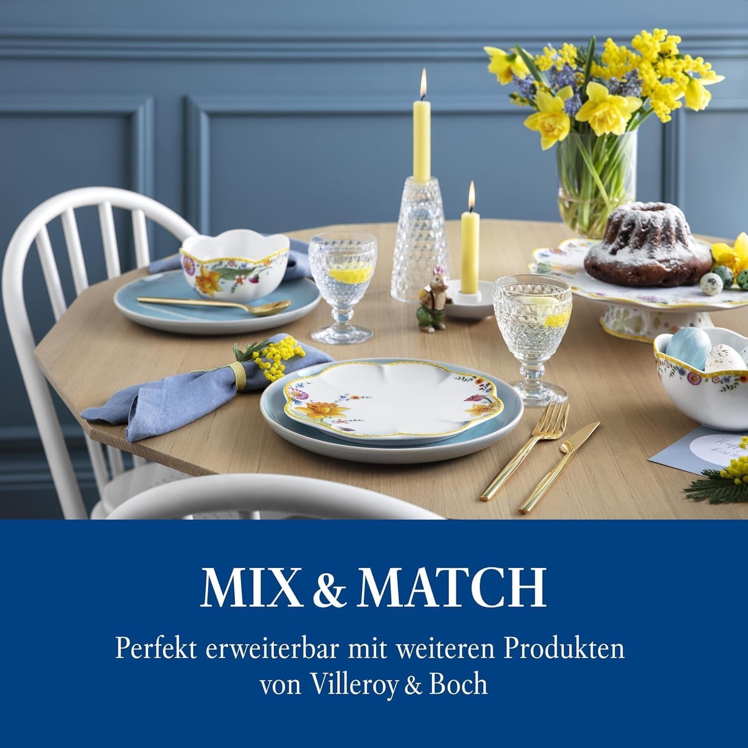 Villeroy & Boch - Servizio Colazione Spring Awakening per 2, 6 Pezzi, Servizio Piatti Pasqua, Colazione, Pasqua, Servizio Caffè, Piatti Primavera, Porcellana