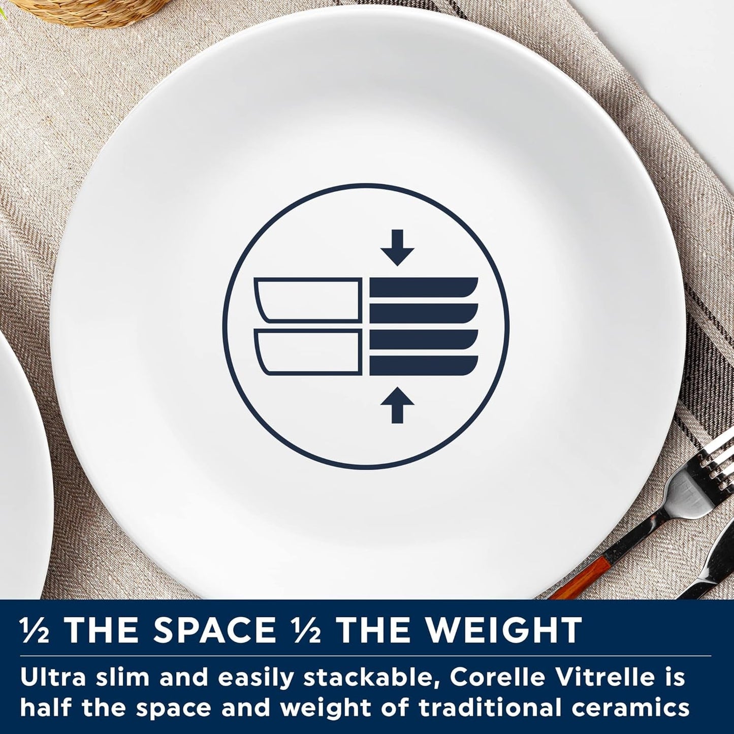 Set di stoviglie Winter Frost per 4, 12 pezzi, stoviglie in vetro Vitrelle™ ultraresistente di alta qualità, lavabili in lavastoviglie, adatte al microonde e al microonde, design invernale festivo