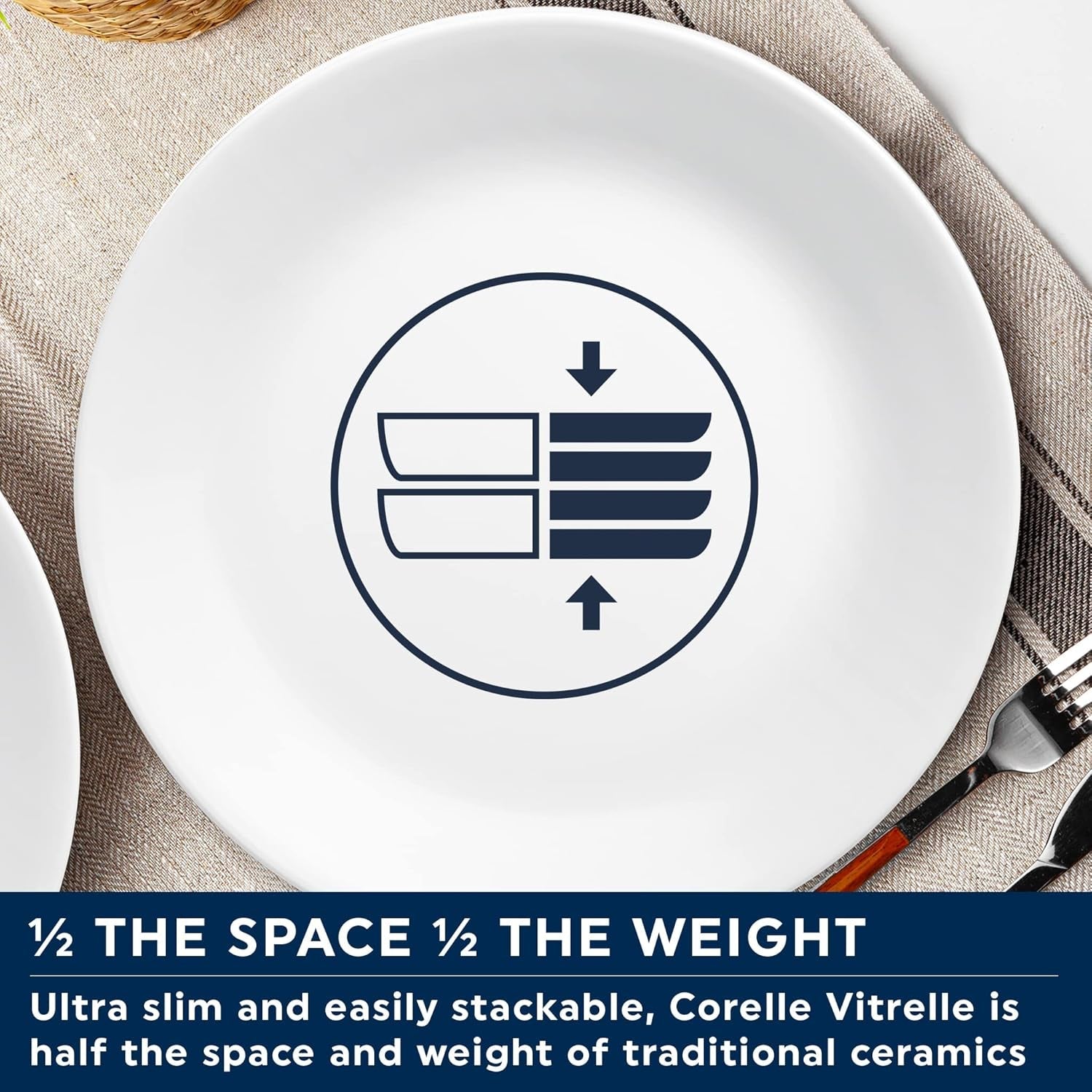 Set di stoviglie Winter Frost per 4, 12 pezzi, stoviglie in vetro Vitrelle™ ultraresistente di alta qualità, lavabili in lavastoviglie, adatte al microonde e al microonde, design invernale festivo
