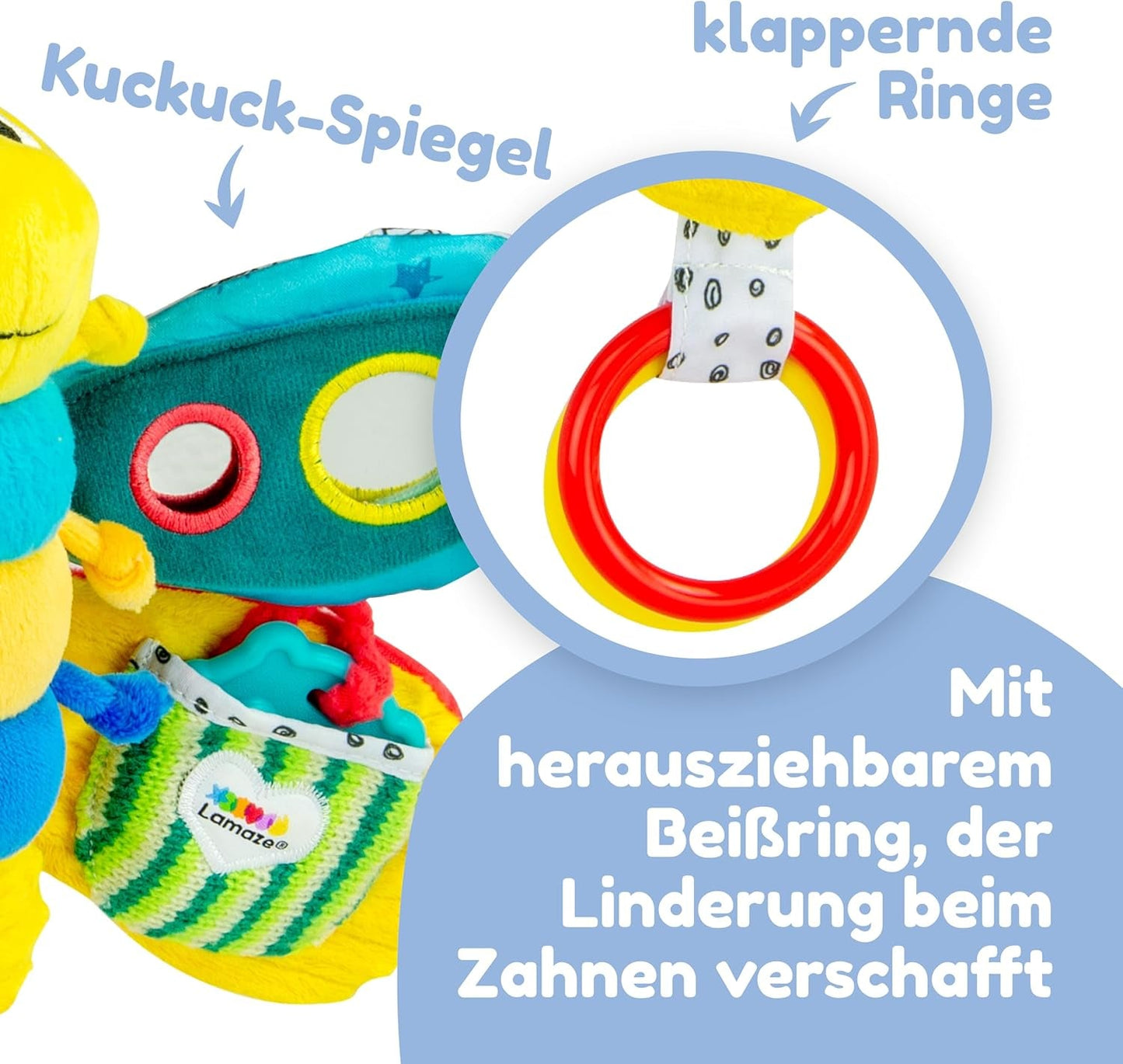 Lamaze Giocattolo per Bambini "Freddie la Lucciola" Clip & Go, Giocattolo di Alta Qualità per i più Piccoli, Ciondolo con Impugnatura per Rafforzare il Rapporto Genitore-Figlio, da 0 Mesi, Diversi Colori Bebe Toys Naty Shop