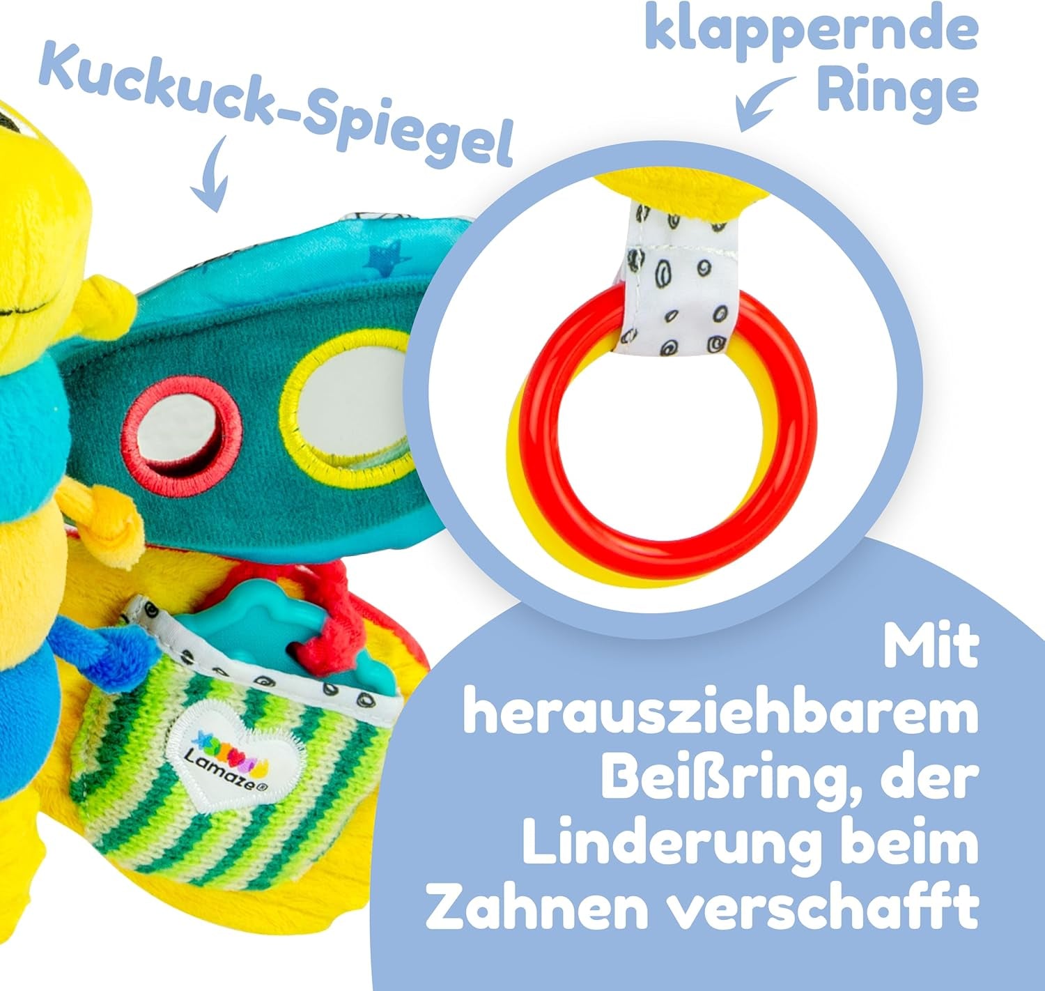 Lamaze Giocattolo per Bambini "Freddie la Lucciola" Clip & Go, Giocattolo di Alta Qualità per i più Piccoli, Ciondolo con Impugnatura per Rafforzare il Rapporto Genitore-Figlio, da 0 Mesi, Diversi Colori Bebe Toys Naty Shop