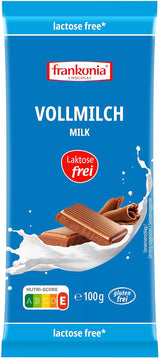 CIOCCOLATO frankonia Cioccolato al latte intero senza lattosio e glutine, 100 g