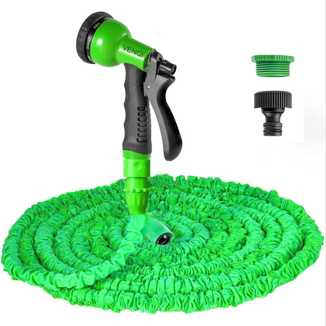Tubo da Giardino Estensibile da 30 m, Tubo Flessibile per Acqua da 100 Piedi con Ugello a Spruzzo a 8 Getti, Tubo Flessibile Retrattile Impermeabile per Carichi Pesanti con connettori da 3/4" e 1/2" (30 m, Verde)