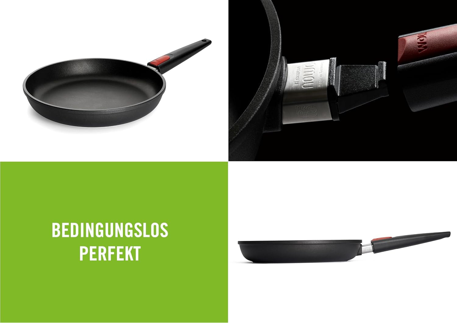 Padella Woll Nowo Titanium - Induzione, altezza 5 Cm, manico removibile - per tutti i tipi di piani cottura, Fusione di alluminio, rivestimento antiaderente Pentole e Padelle Naty Shop