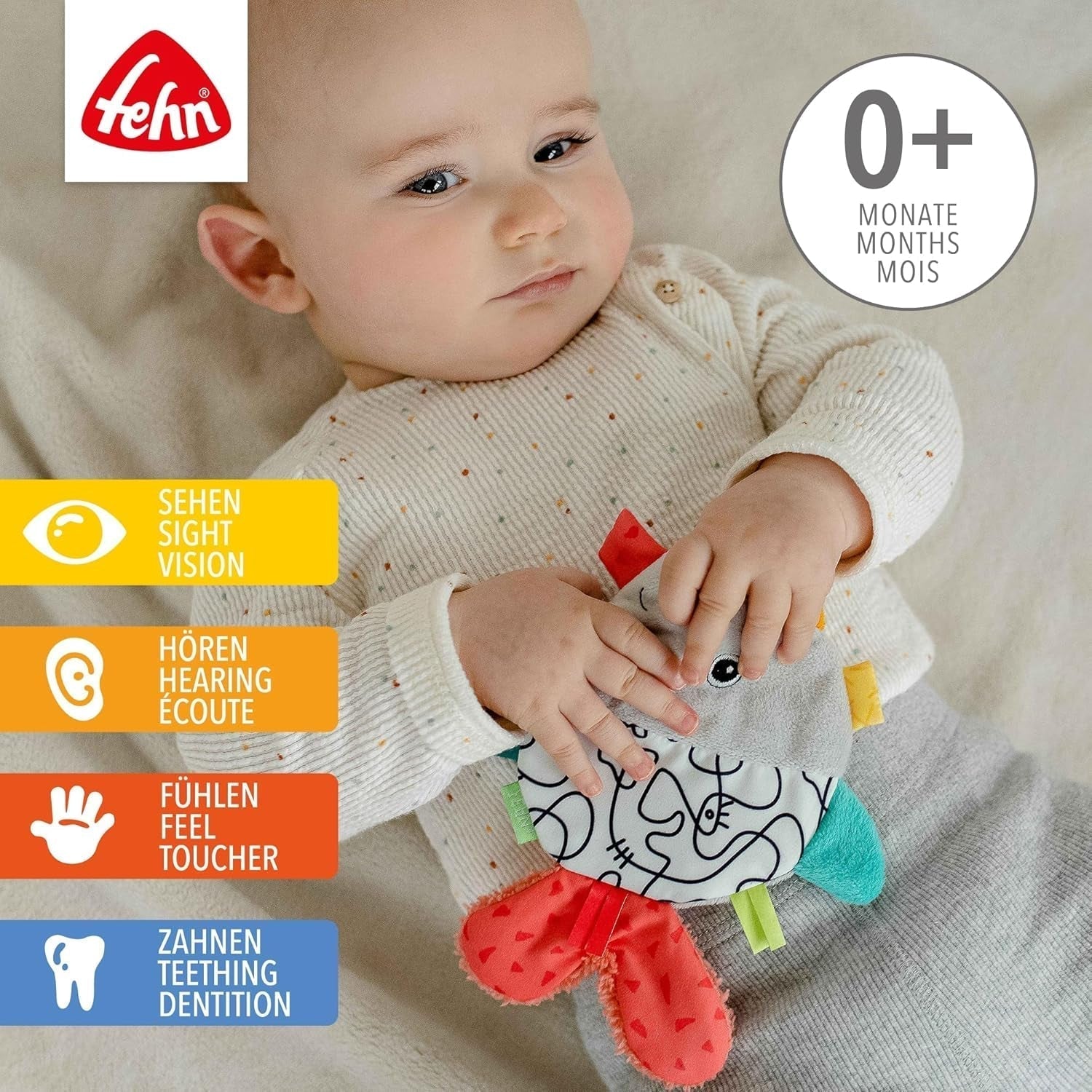 Fehn Pesce Crepitante - Giocattolo cattura e gioca per neonati - Giocattolo cattura animali per neonati - Gioco di attività motoria e gioco crepitante per neonati e bambini da 0+ mesi Baby Toys Naty Shop