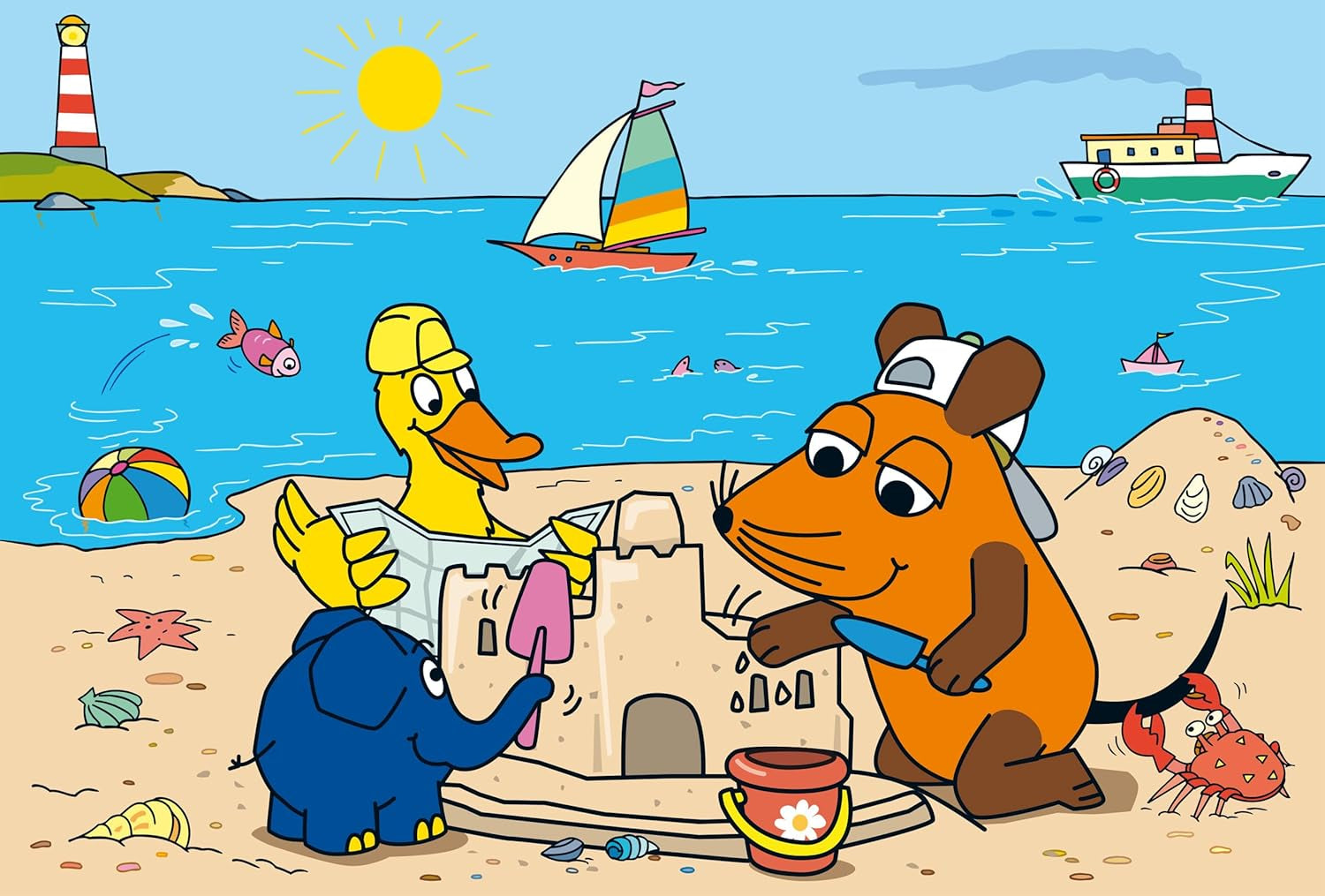 Schmidt Spiele 56212 Mouse, buoni amici, puzzle per bambini 3X24, blu Puzzle Naty Shop