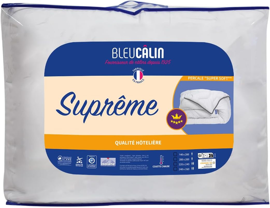 Coperta Supreme Bleu Câlin, molto calda, busta extra morbida, super morbida, comfort alberghiero, 140 X 200 cm Piumini e trapunte Naty Shop