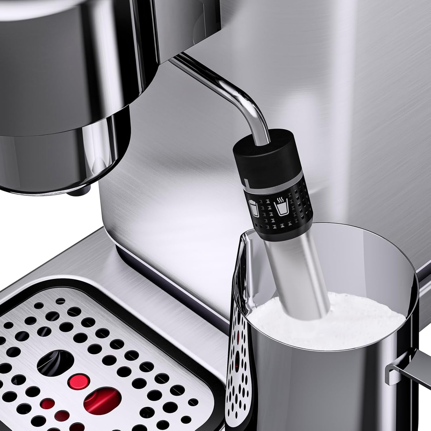 Macchina per caffè espresso WMF Lumero, portafiltro, 1400 watt, portafiltro, 3 inserti, per 1-2 tazzine di caffè espresso, incluse capsule, 15 bar, portabicchieri, montalatte, acciaio inossidabile opaco