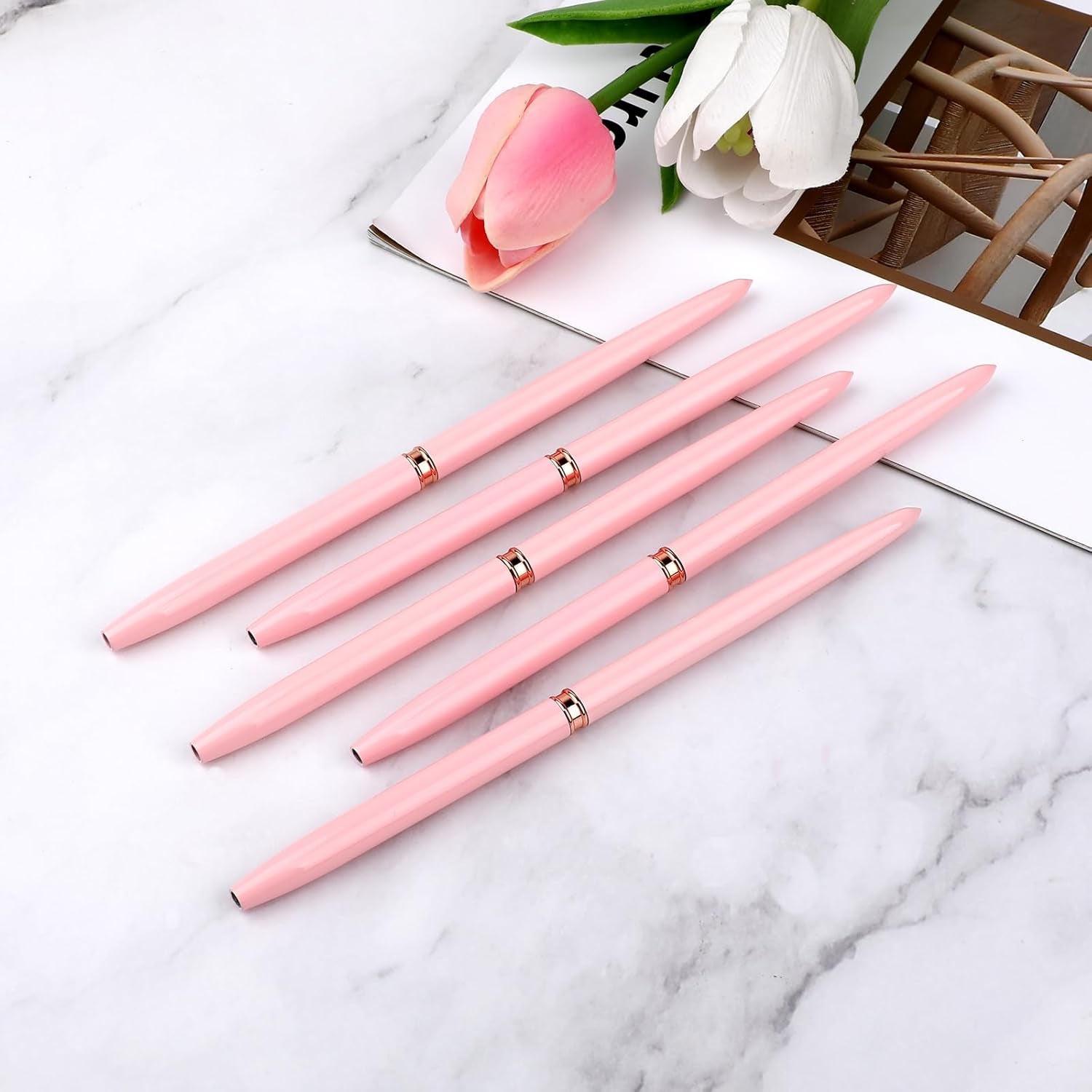 Nail Art Liner-Brush 5-Teiliges Gel-Nagellack-Malerei-Nagel-Punkt-Zeichnungs-Werkzeug Für Lange Linien Kunst-Design-Stift-Set Metallgriff Nail-Art-Design-Binsel Für Frauen