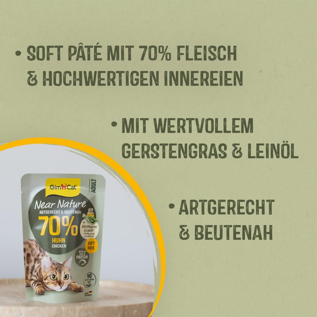 GimCat Near Nature Trial Mix Confezione da 12 - Alimento umido senza cereali per gatti a partire da 7 mesi con una ricetta specifica per la specie e la preda - 12 bustine (12 x 85 g)
