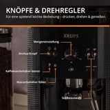Macchina per caffè espresso automatica KRUPS Arabica Picto, design compatto, facile da usare, controllo rotativo regolabile intuitivo, montalatte, funzione 2 tazze, macchina per caffè espresso, nero, EA810870
