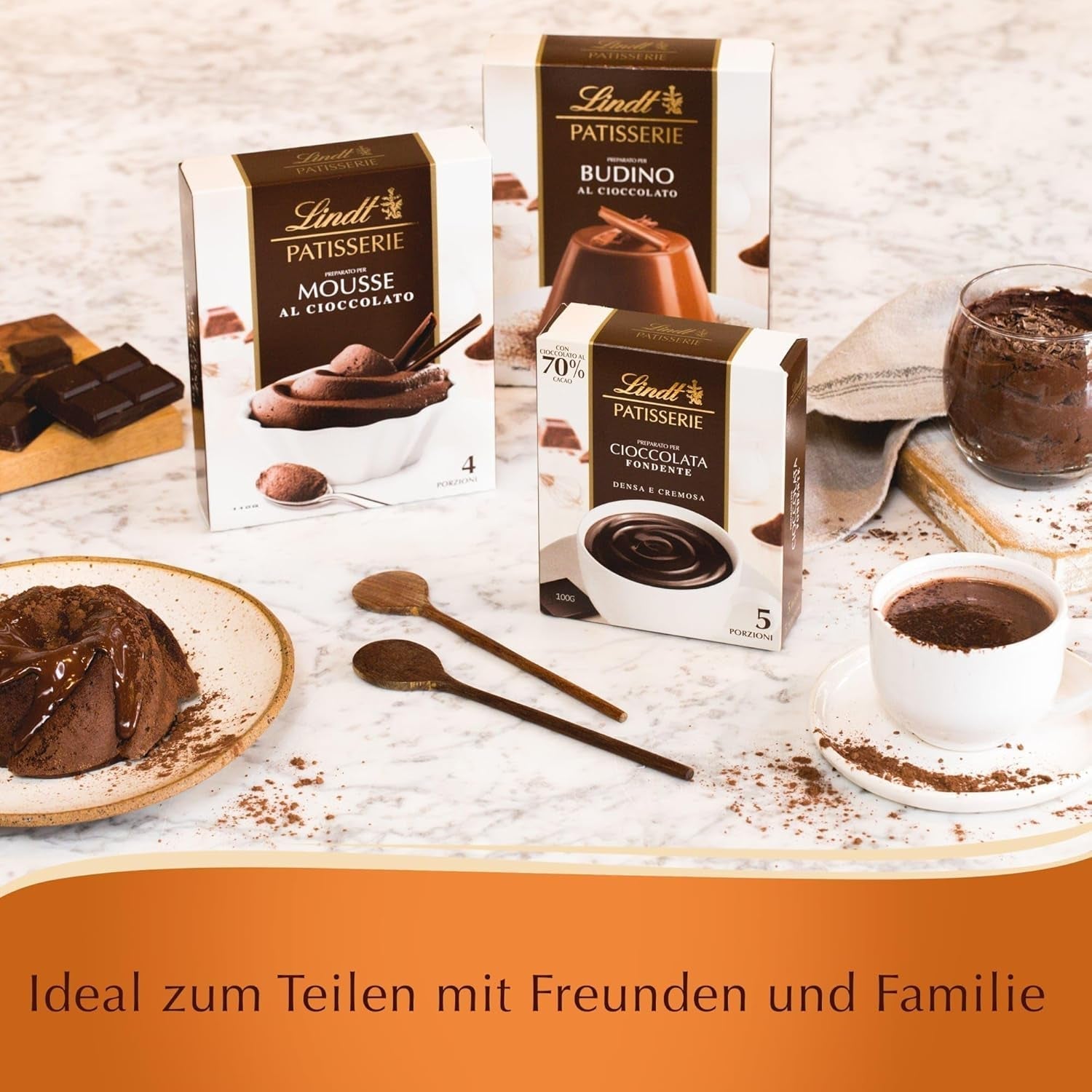 Lindt Schokolade - PASTICCERIA Mousse Au Chocolat | 6 X 110 G | Preparazione Per 4 Porzioni Di Mousse Fluffige Al Cioccolato Aus Finester Schokolade | Pasticceria | Retromix | Schokoladengeschenk Mix per cuocere e cucinare Naty Shop