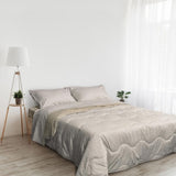 Foppapedretti Nacht&Natur copripiumino matrimoniale 2P; petali sabbia, rivestimento 100% cotone, Trapunte e trapunte Made in Italy Naty Shop