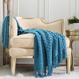 CREVENT Coperta lavorata a maglia color ruggine per divano, poltrona, letto, decorazioni per la casa, morbida, calda, accogliente, leggera, primavera estate autunno (127,8 x 152,4 cm caramello/marrone/arancio bruciato) CREVENT Letti e coperte Verde acqua scuro