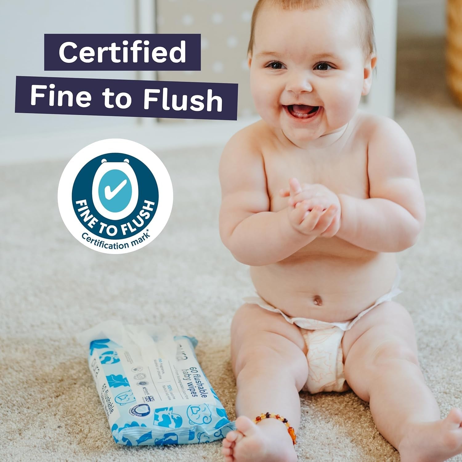 Salviette usa e getta ecologiche per la pelle sensibile del bambino 70 salviette (1 confezione) 99% acqua 100% senza plastica per pelle sensibile incline all'eczema Neonato biodegradabile Vegan
