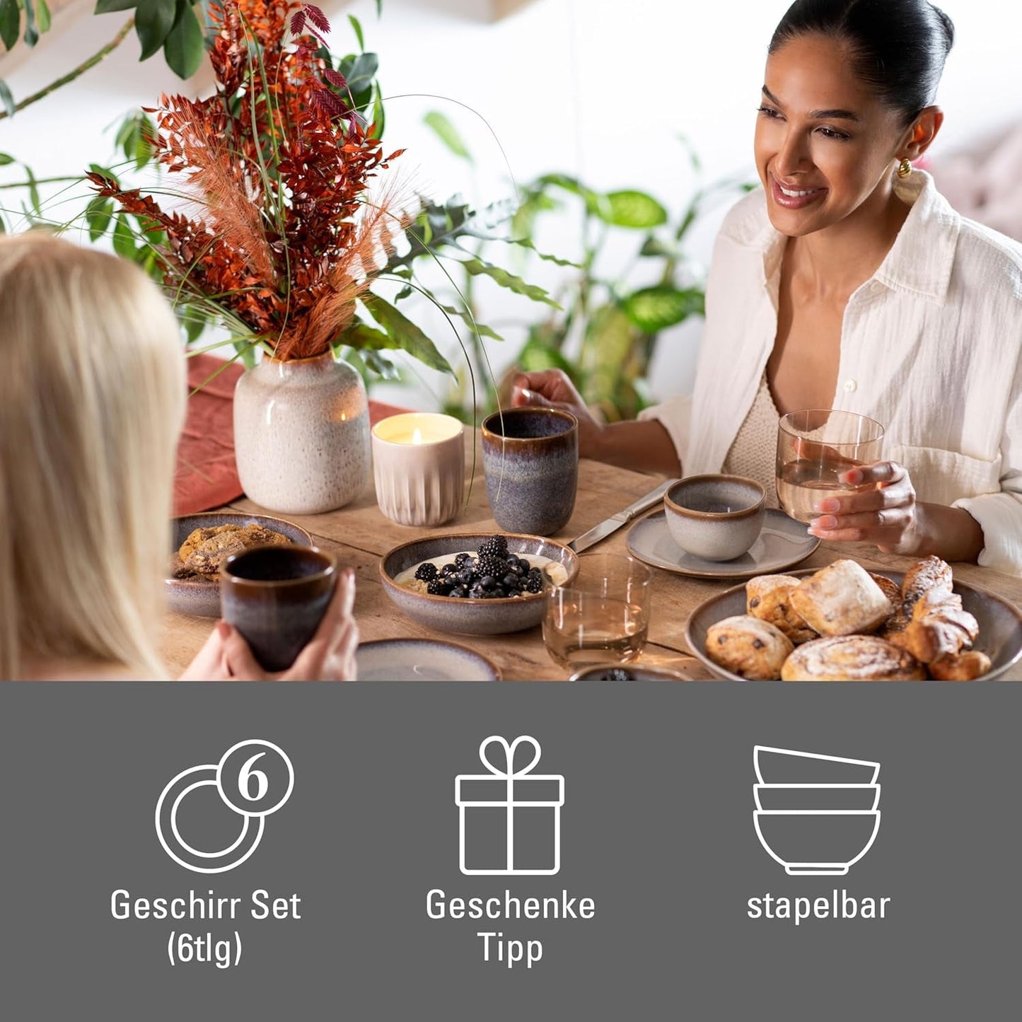 Set da colazione Lave beige di Villeroy & Boch, 6 pezzi