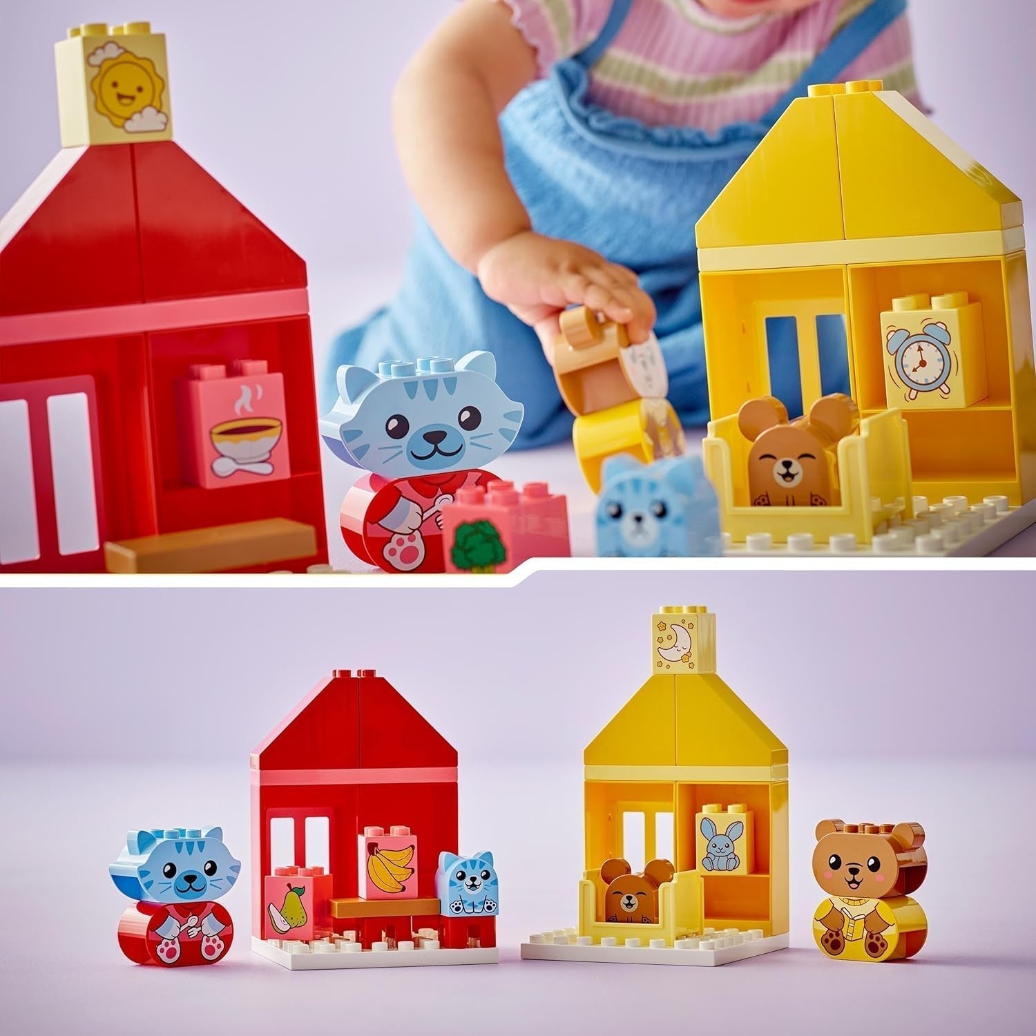 LEGO DUPLO Routine quotidiane: mangiare e andare a dormire, giocattolo didattico per incoraggiare lo sviluppo sociale ed emotivo, con 4 personaggi di animali, regalo per bambini a partire da 18 mesi 10414 Set da costruzione Besuche den LEGO-Store
