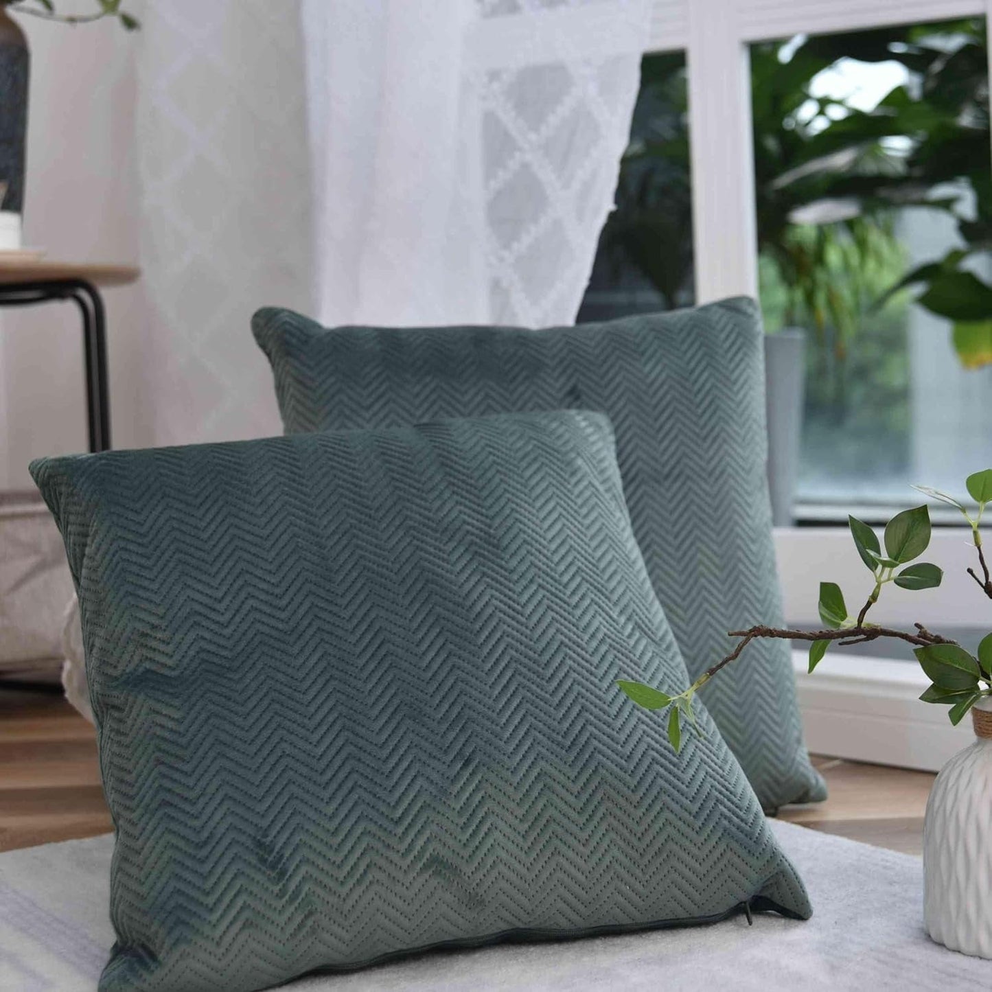 Tenda Box Cuscino Decorativo LxP 45X45 Cm Verde Jacquard "Greta" Con Design A Spina Di Pesce Facile Da Curare Chiusura Con Cerniera Imbottitura Morbida 320G - Varietà Di Colori, 2023510 Cuscini Da Viaggio Naty Shop