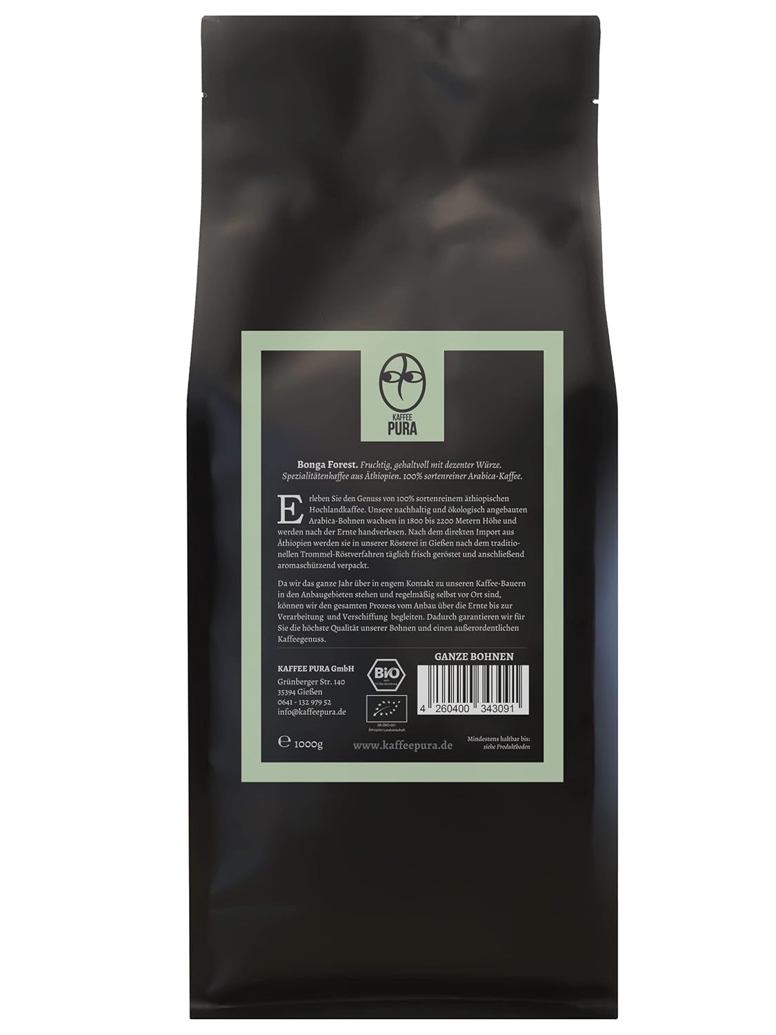 Caffè in grani interi biologico Bonga Forest (1000)