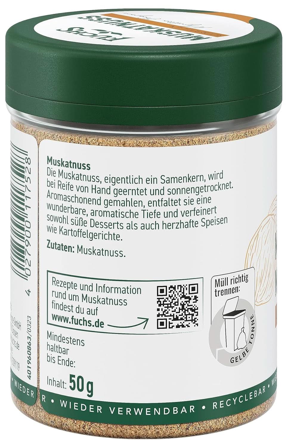 Fuchs Noce Moscata Macinata, 50 grammi Condimenti Naty Shop