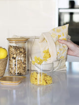Set 3 contenitori quadrati in vetro con coperchio in bambù-800ml, vetro borosilicato, bambù, silicone, naturale, 11 x 11 x 11 cm Scatole per alimenti Naty Shop