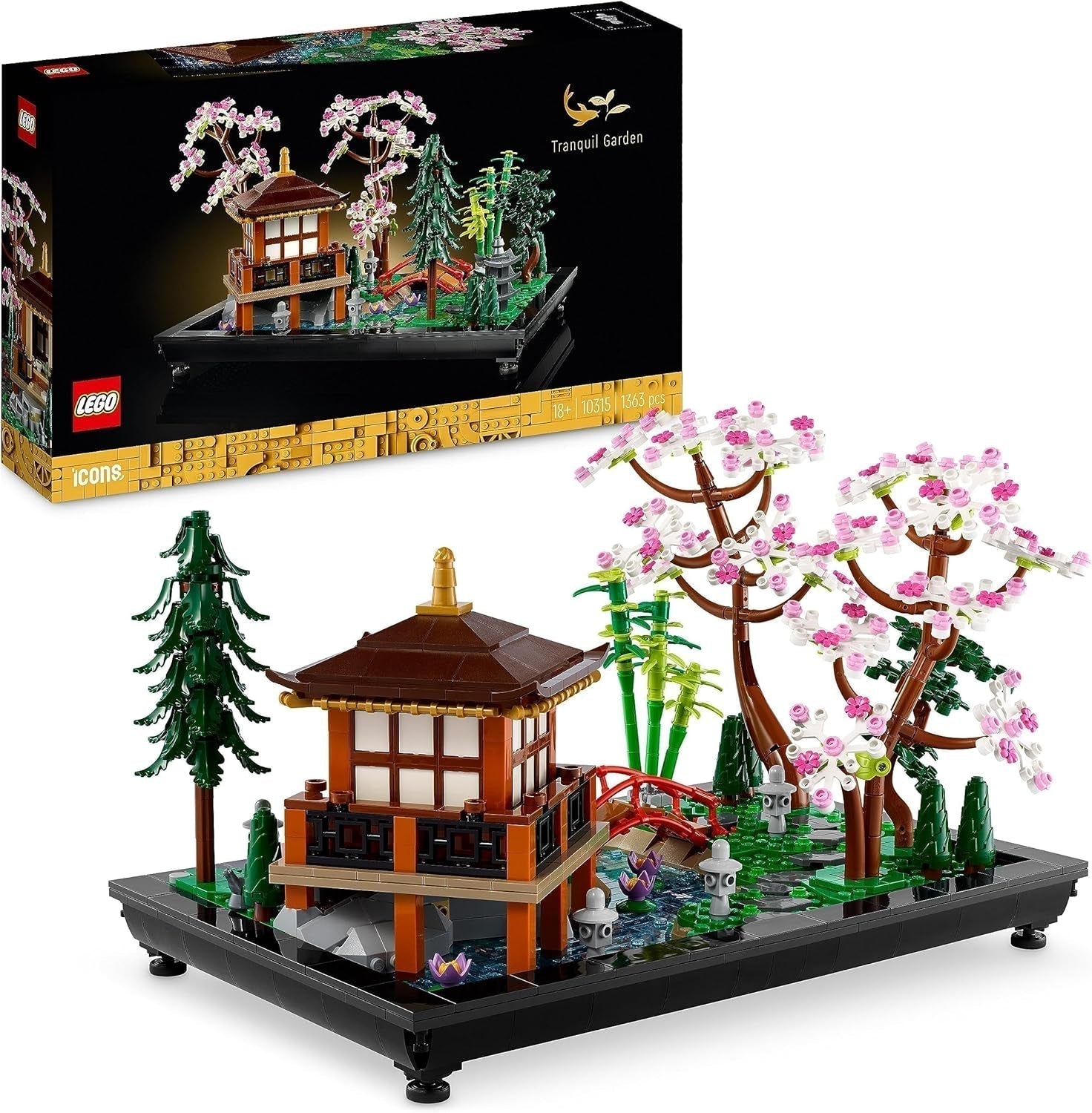 Lego Icons Giardino del silenzio - Set giardino botanico Zen per adulti con fiore di loto - Decorazione da scrivania personalizzabile di ispirazione giapponese - Regalo per donne e uomini 10315 Set da costruzione Besuche den LEGO-Store Garden