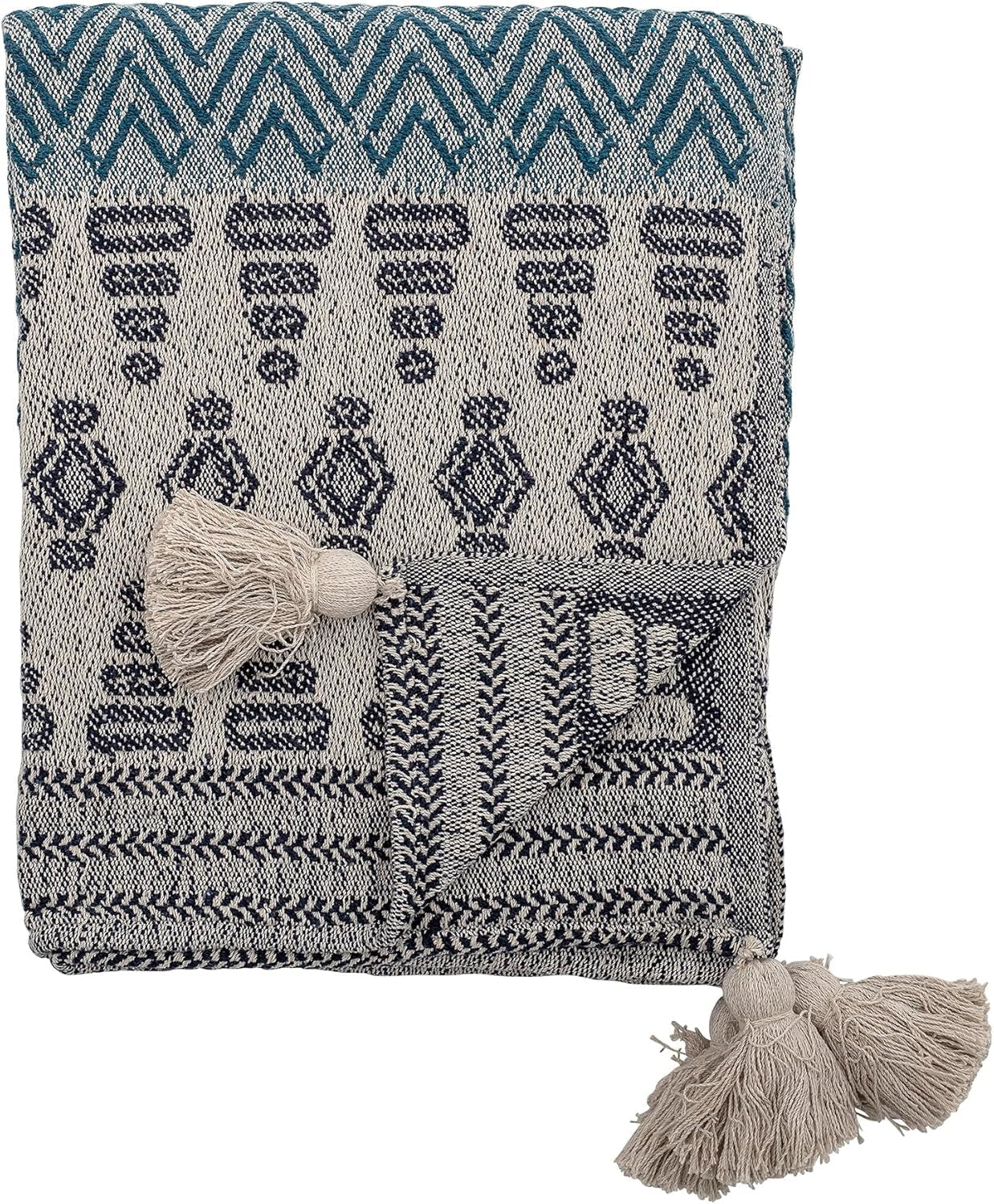 Copriletto Bloomingville, nero, cotone, 160 cm Blu Bloomingville Letti e coperte 160 X 130 cm