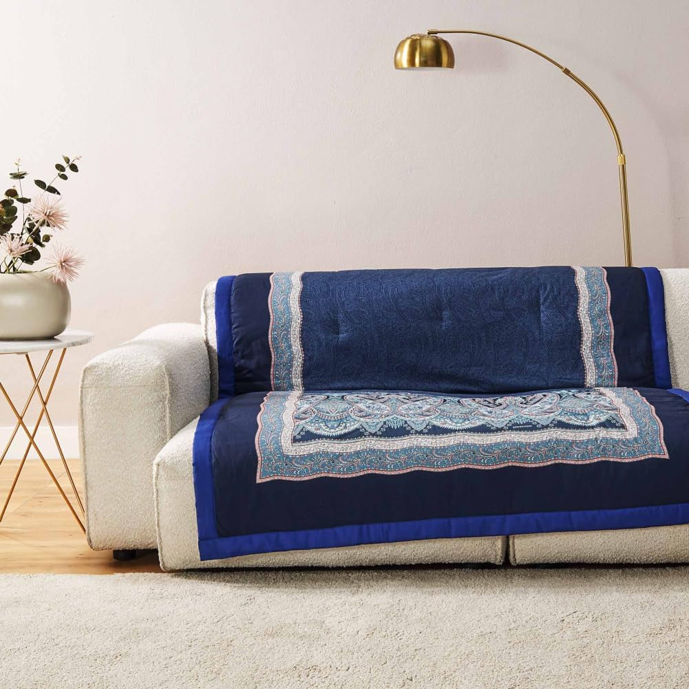 BASSETTI plaid in cotone SABBIONETA colore BLU B3 misura 135X190 Piumini e trapunte Naty Shop