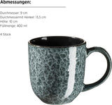 MÄSER 934110 Serie Filippa, Servizio da tavola in ceramica per 4 persone, Servizio da tavola moderno combinato con 16 pezzi; Piatti, ciotole e tazze con smalto reattivo in verde e nero, Gres, Verde