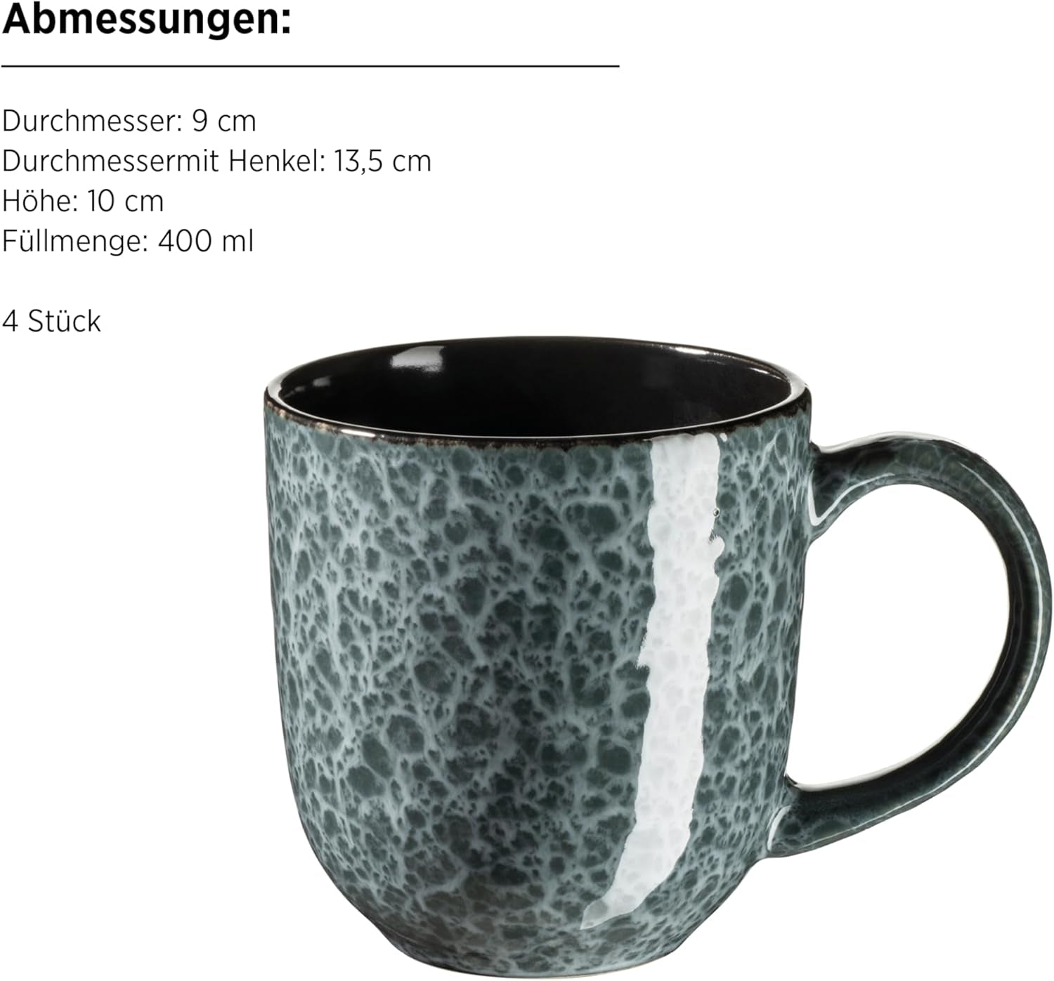 MÄSER 934110 Serie Filippa, Servizio da tavola in ceramica per 4 persone, Servizio da tavola moderno combinato con 16 pezzi; Piatti, ciotole e tazze con smalto reattivo in verde e nero, Gres, Verde